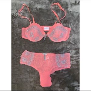 Matching Coral Lace Intimates Set